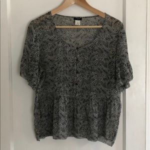 J. Crew Factory 100% Silk Paisley Top
